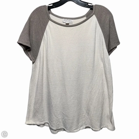 Top Short Sleeve By Barefoot Dreams In Cream & Tan, Size: Xl Comfy Layering