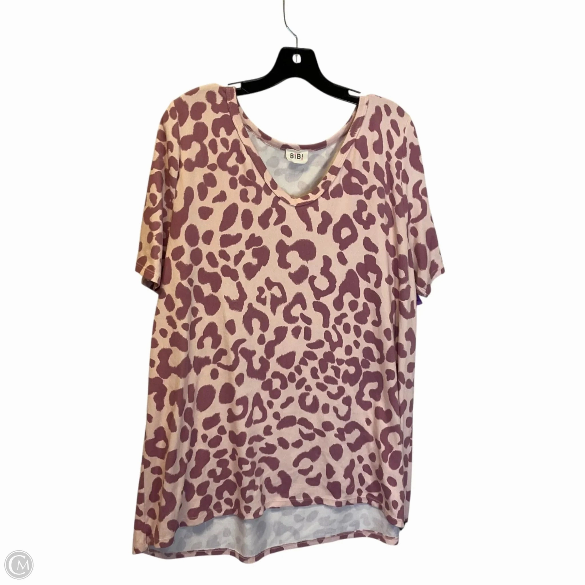 Top Short Sleeve By Bibi In Animal Print, Size: Xl Garment Dyed Finish Active Design