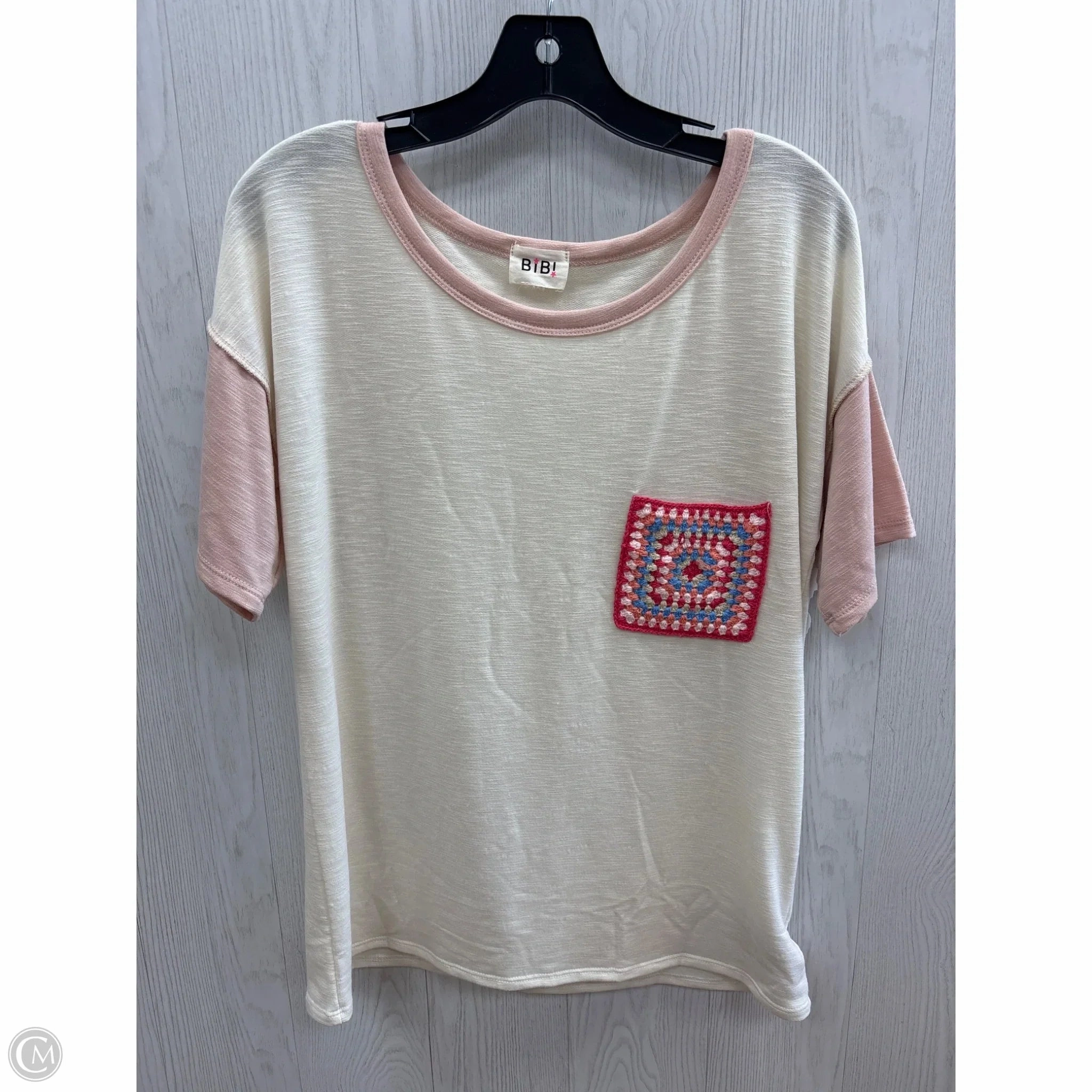 Top Short Sleeve By Bibi In Cream & Pink, Size: Xl Comfortable Style