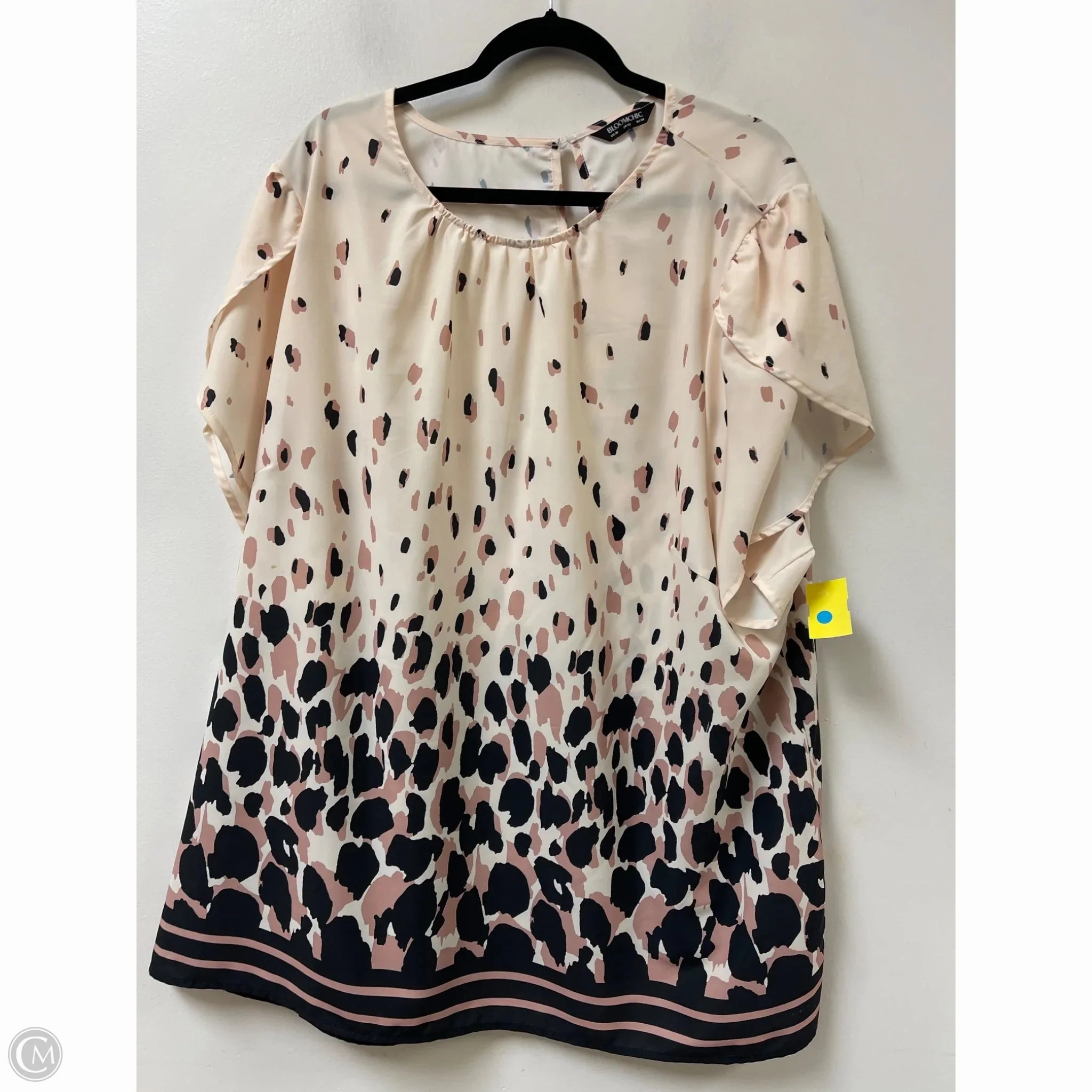 Breathable Design Wear Soft Brushed Finish Top Short Sleeve By Bloomchic In Animal Print, Size: 4x