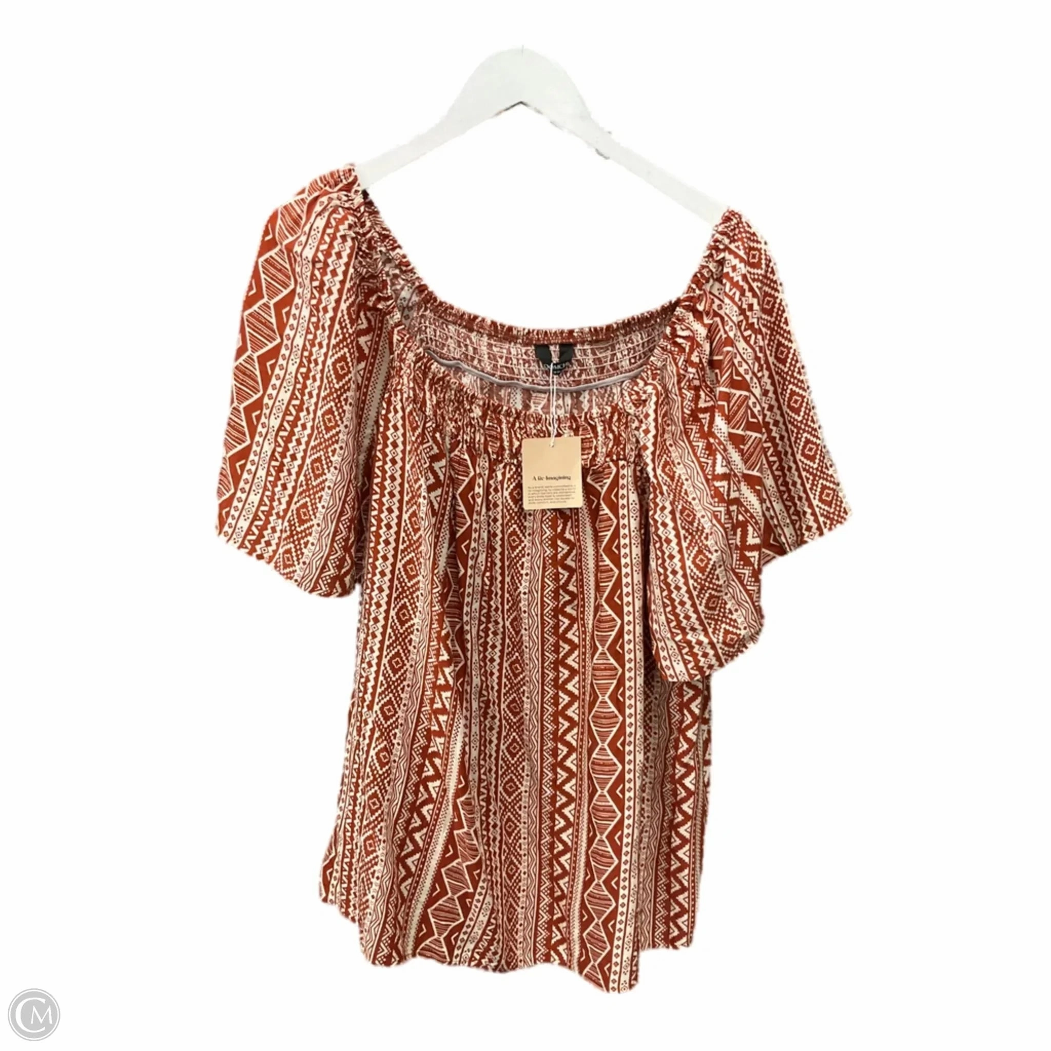 Top Short Sleeve By Bloomchic In Orange, Size: 2x Organic Cotton