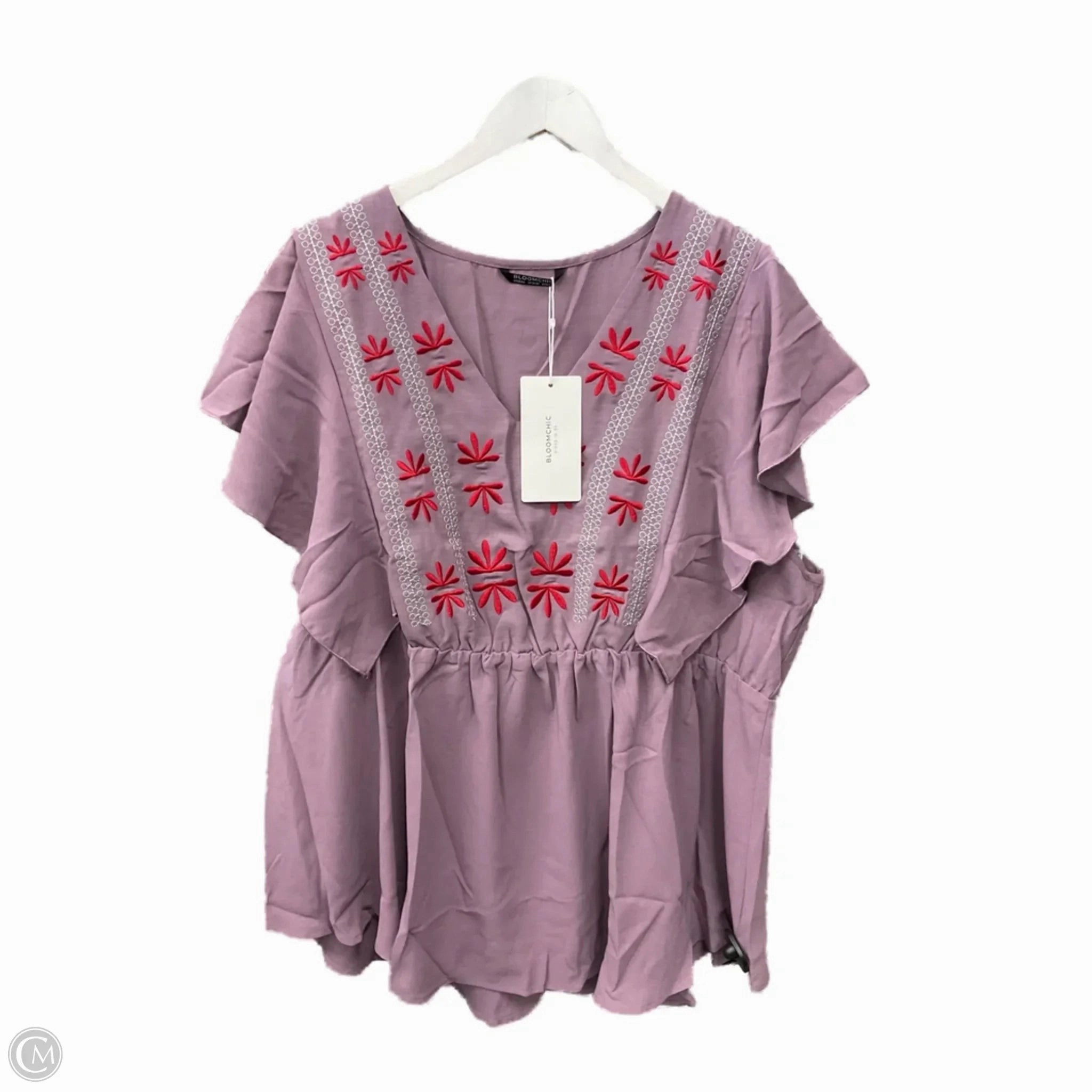 Top Short Sleeve By Bloomchic In Purple, Size: 3x Cozy Wear