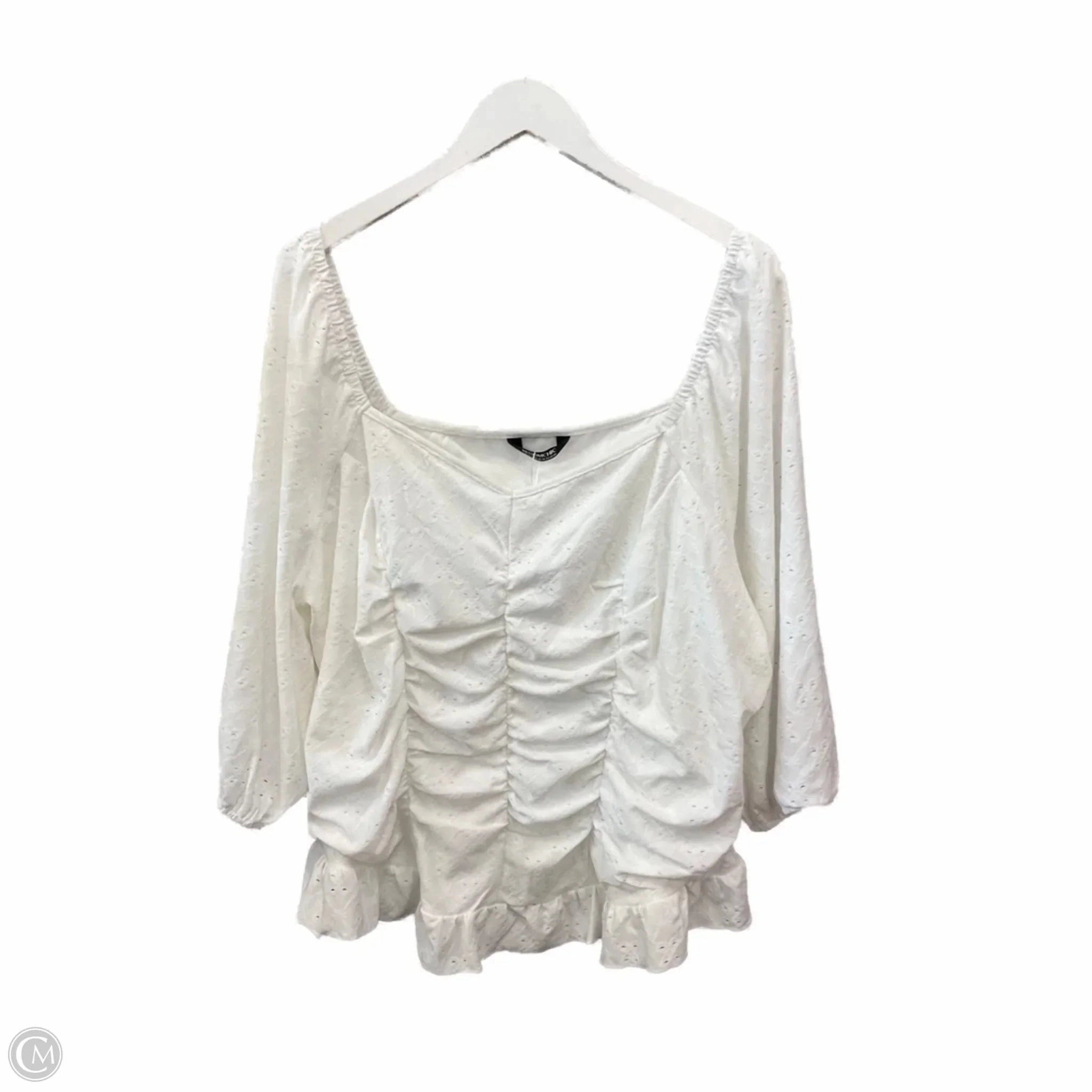 Top Short Sleeve By Bloomingdales In White, Size: 3x Elegant