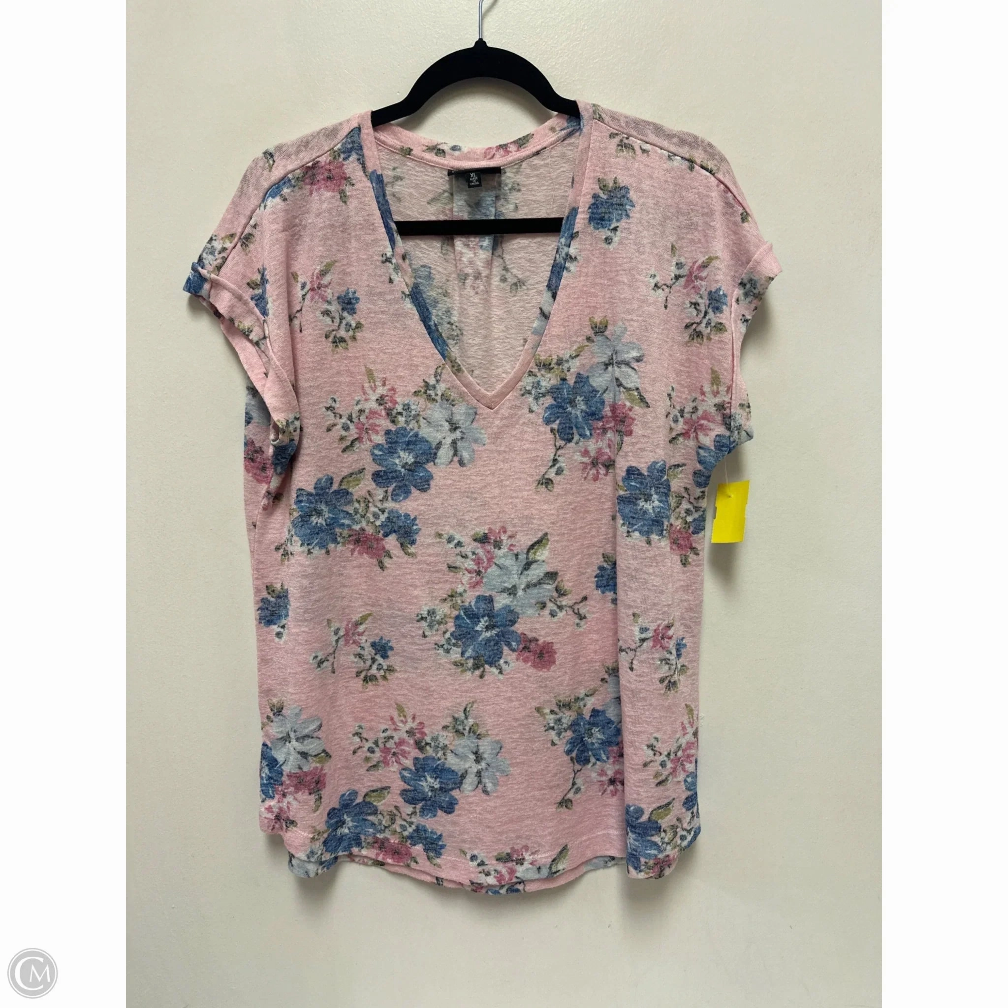 Relaxed Movement Washable Top Short Sleeve By Bobeau In Floral Print, Size: Xl