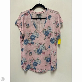 Relaxed Movement Washable Top Short Sleeve By Bobeau In Floral Print, Size: Xl