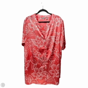 Top Short Sleeve By Breezies In Orange & White, Size: 2x Chilly Wear