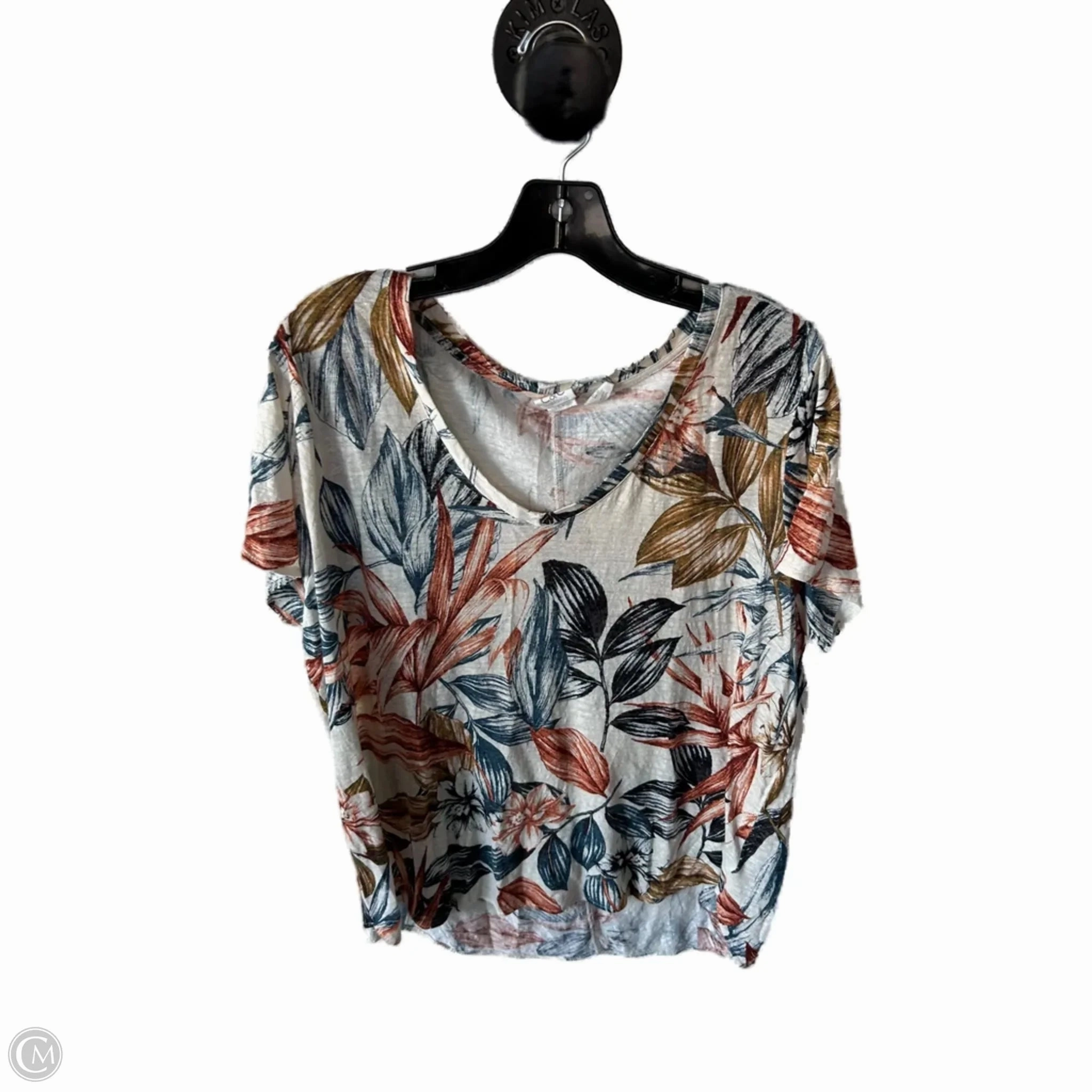 Fit For Comfort Top Short Sleeve By C And C In Blue & Tan, Size: 1x