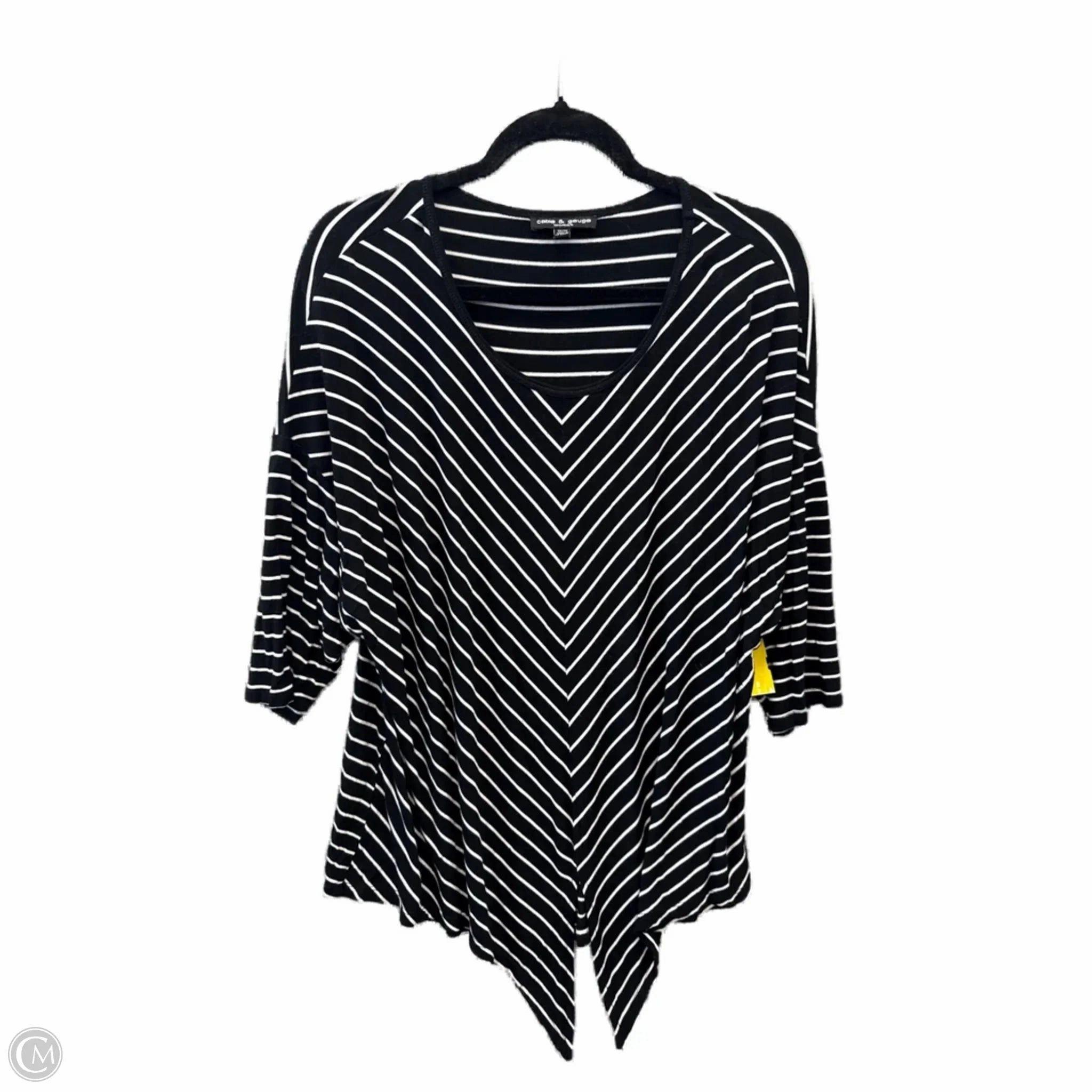 Top Short Sleeve By Cable And Gauge In Striped Pattern, Size: 1x Casual Essential Wear Trendy Basics