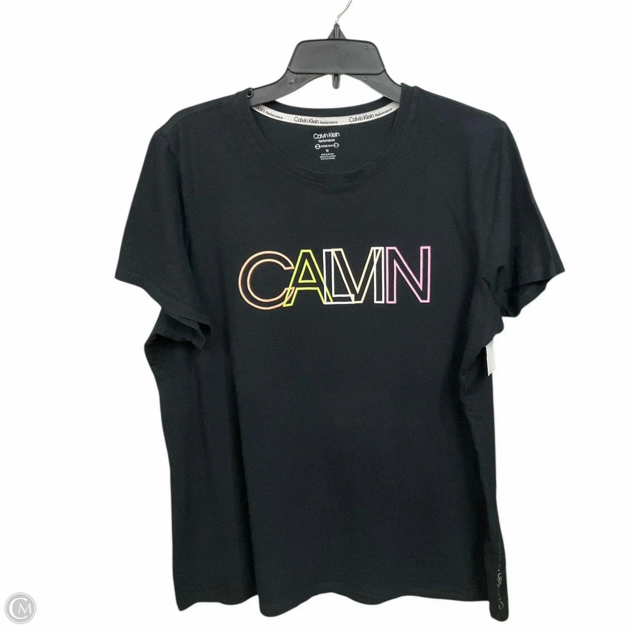 Plus size clothing Top Short Sleeve By Calvin Klein Performance In Black, Size: 1x