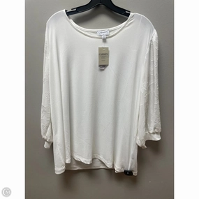Cozy Wear Design Stretchy Fit Top Short Sleeve By Carmen By Carmen Marc Valvo In White, Size: 2x