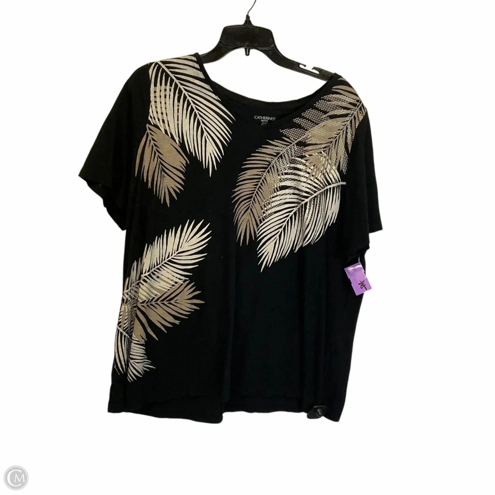 Top Short Sleeve By Catherines In Black, Size: 1x Perfect for Any Outfit DropShoulderDesign