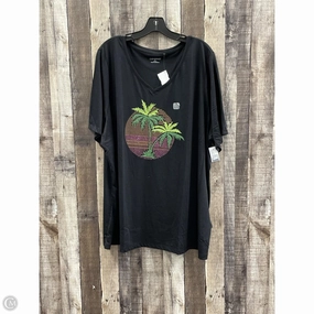 Adjustable Fit Contrast Inner Binding Top Short Sleeve By Catherines In Black, Size: 2x