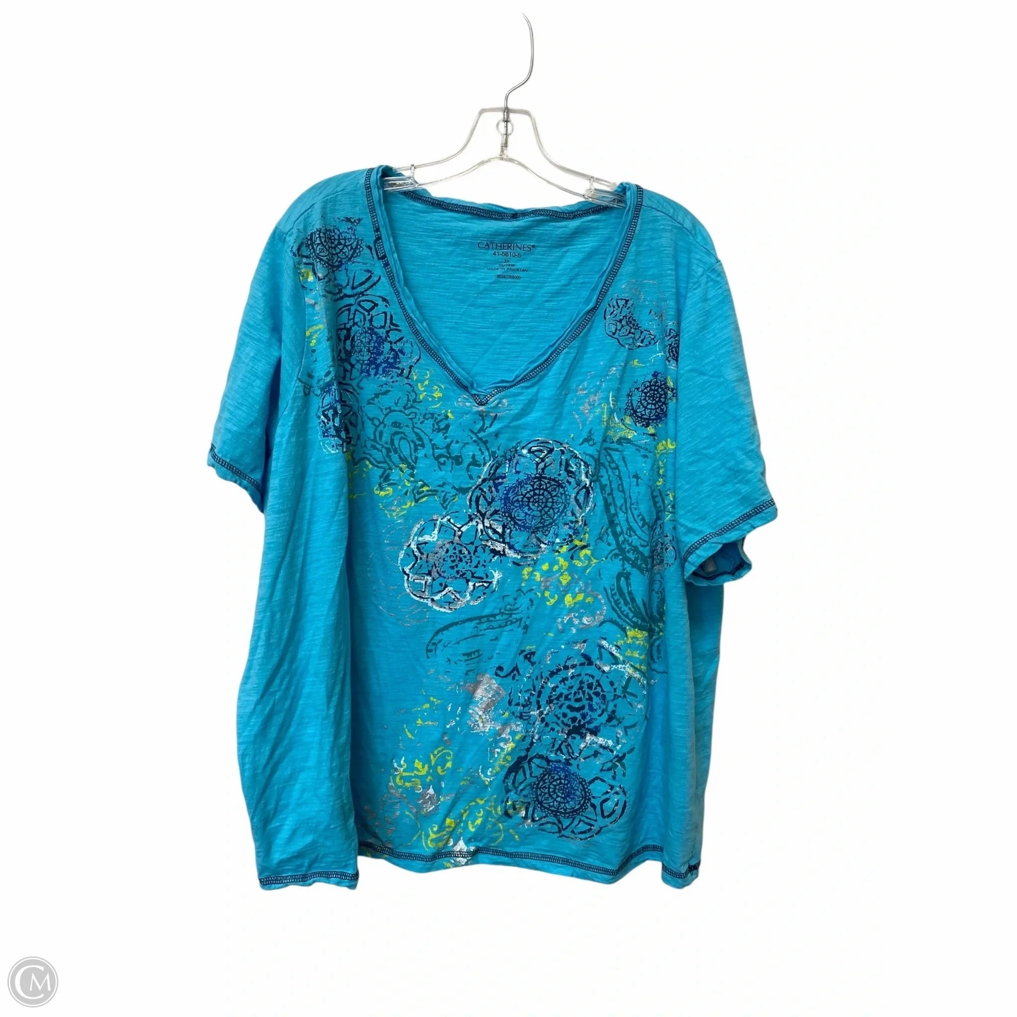 Fashion Must-Have Top Short Sleeve By Catherines In Blue, Size: 3x