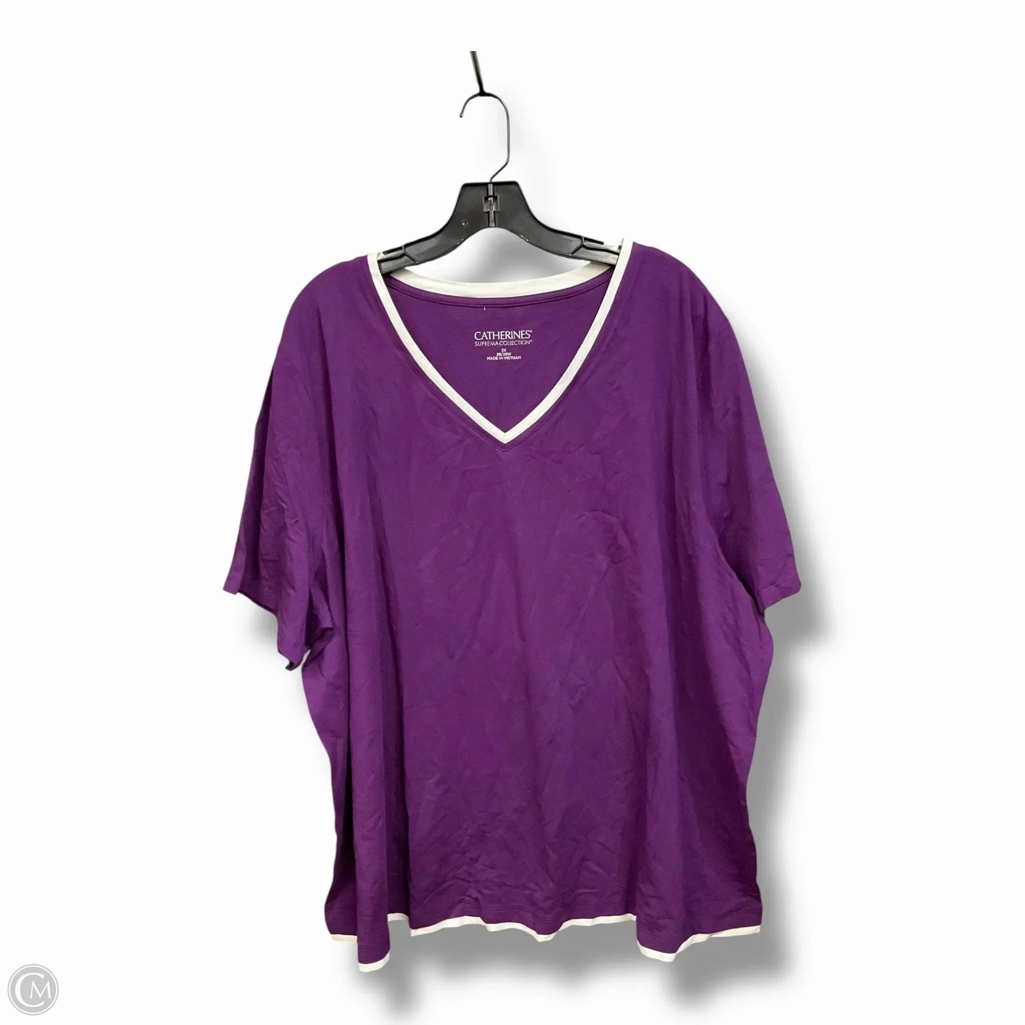 UV Protection Fabric Top Short Sleeve By Catherines In Purple, Size: 3x
