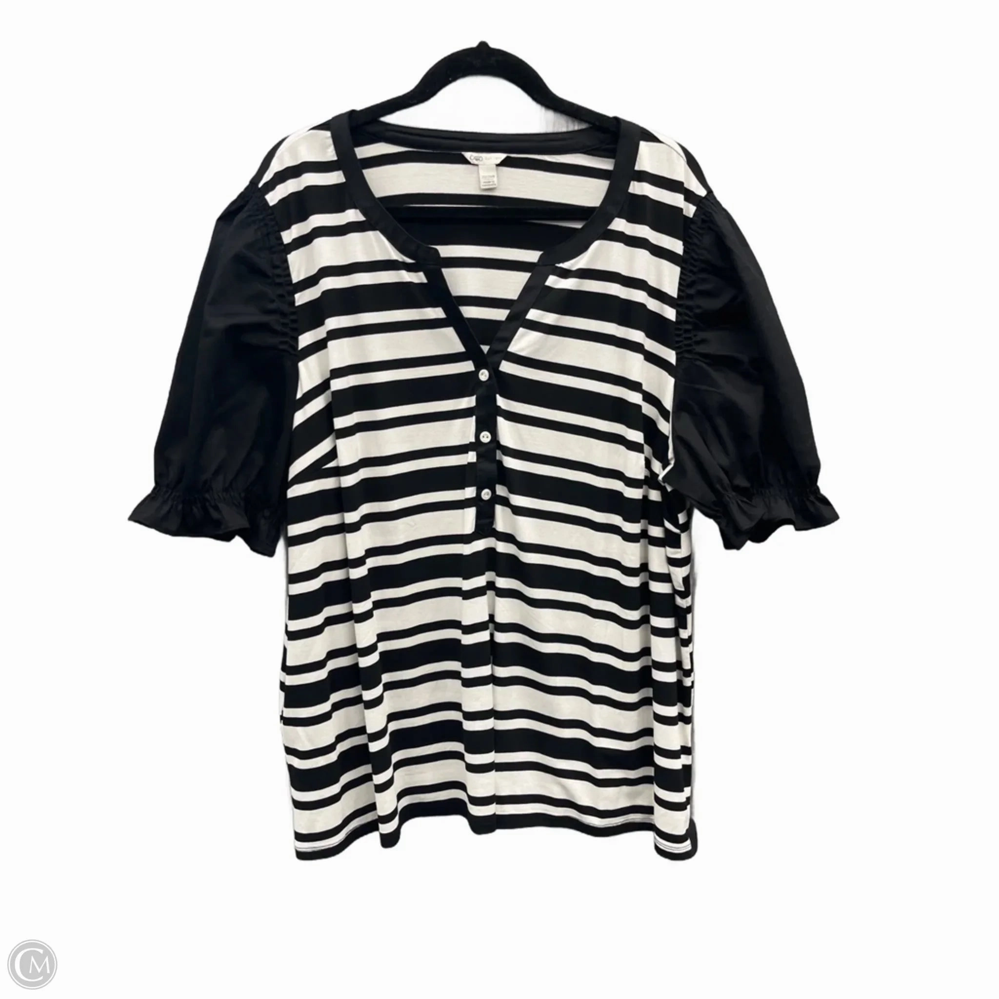 Top Short Sleeve By Cato In Black & White, Size: 3x High-Quality Cotton