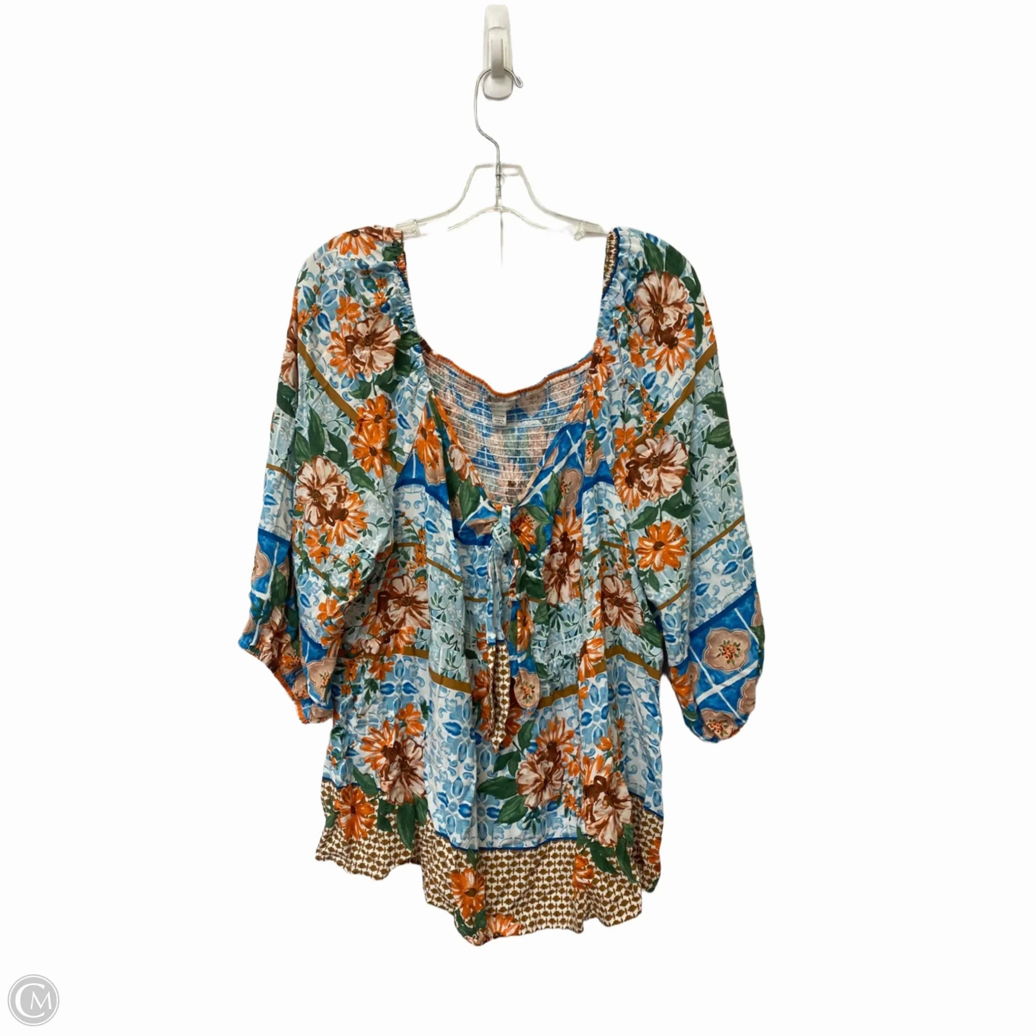 Top Short Sleeve By Cato In Floral Print, Size: 2x Unisex style