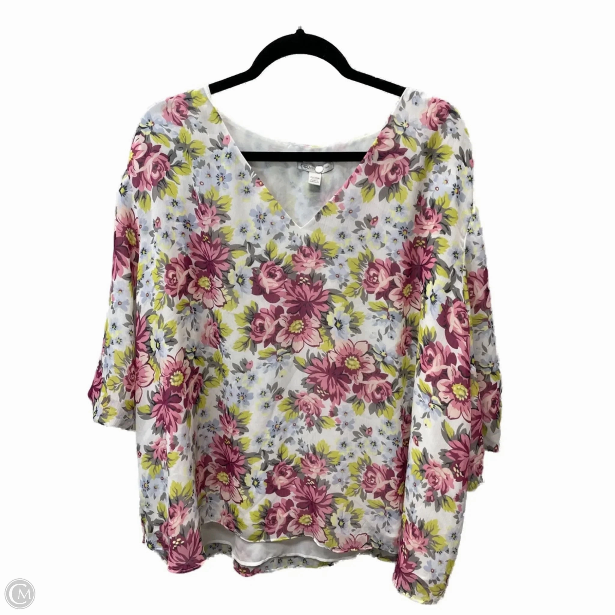 oversized but not shapeless Eco Friendly Production Top Short Sleeve By Cato In Floral Print, Size: 4x