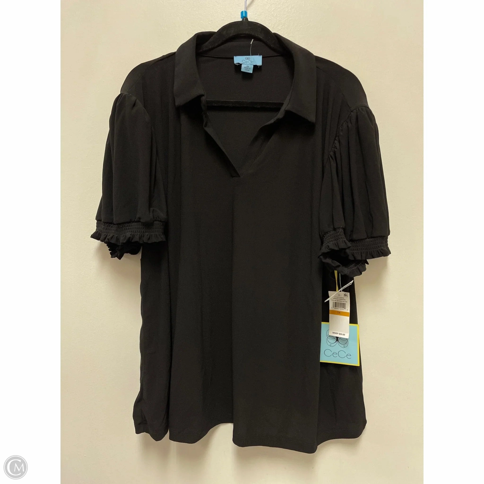 SeamFreeShoulders Top Short Sleeve By Cece In Black, Size: 3x
