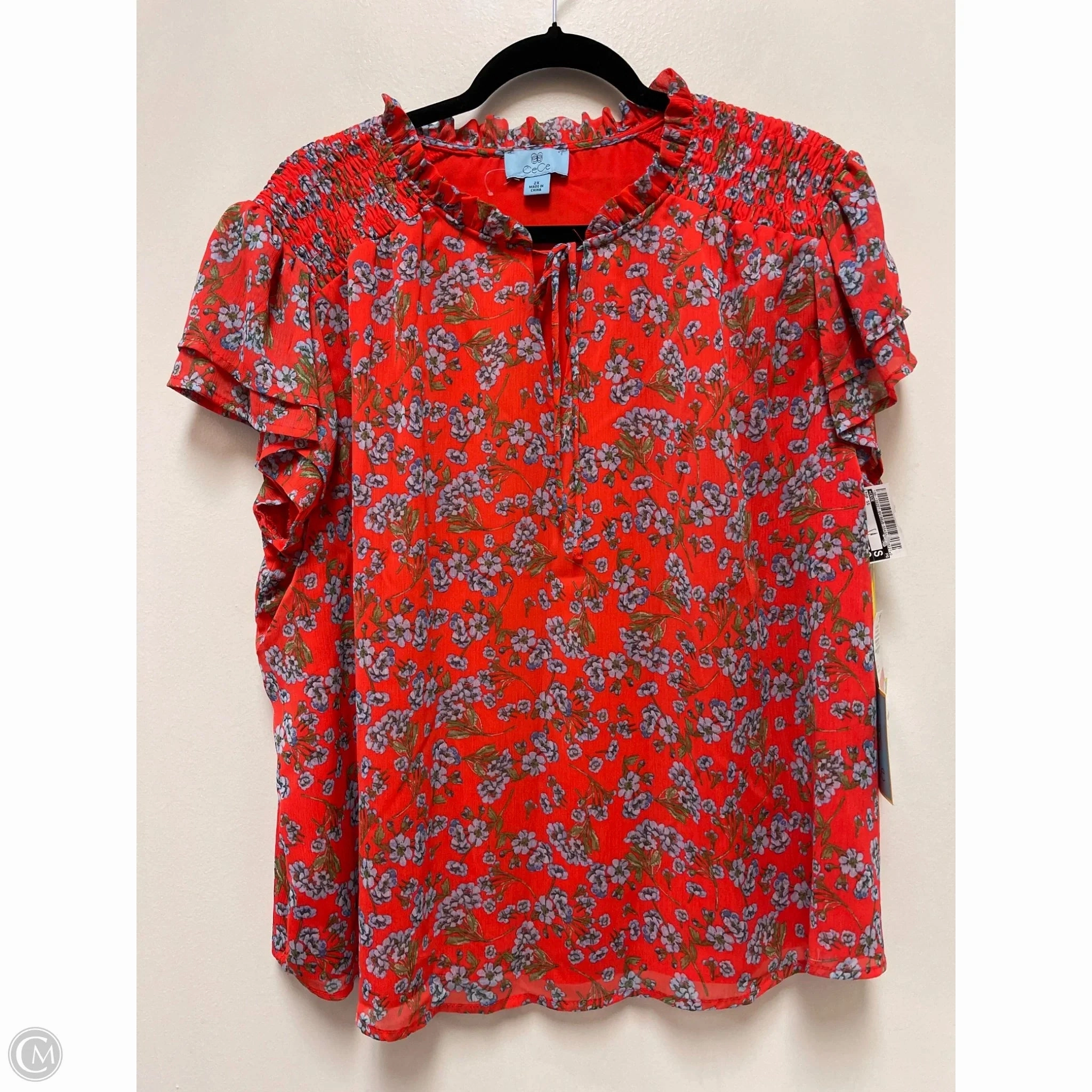 Soft Base baby shower Top Short Sleeve By Cece In Red, Size: 2x