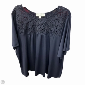 Stylish Casual Top Short Sleeve By Chelsea And Theodore In Navy, Size: 2x