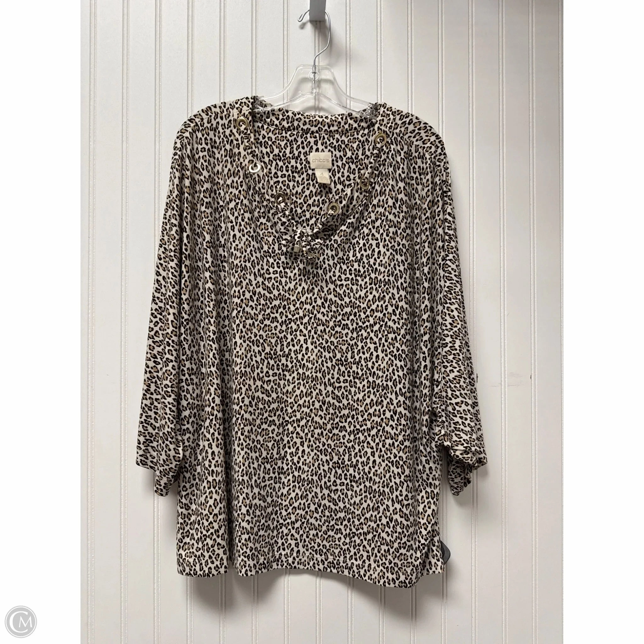 Movie Night Top Short Sleeve By Chicos In Animal Print, Size: 1x