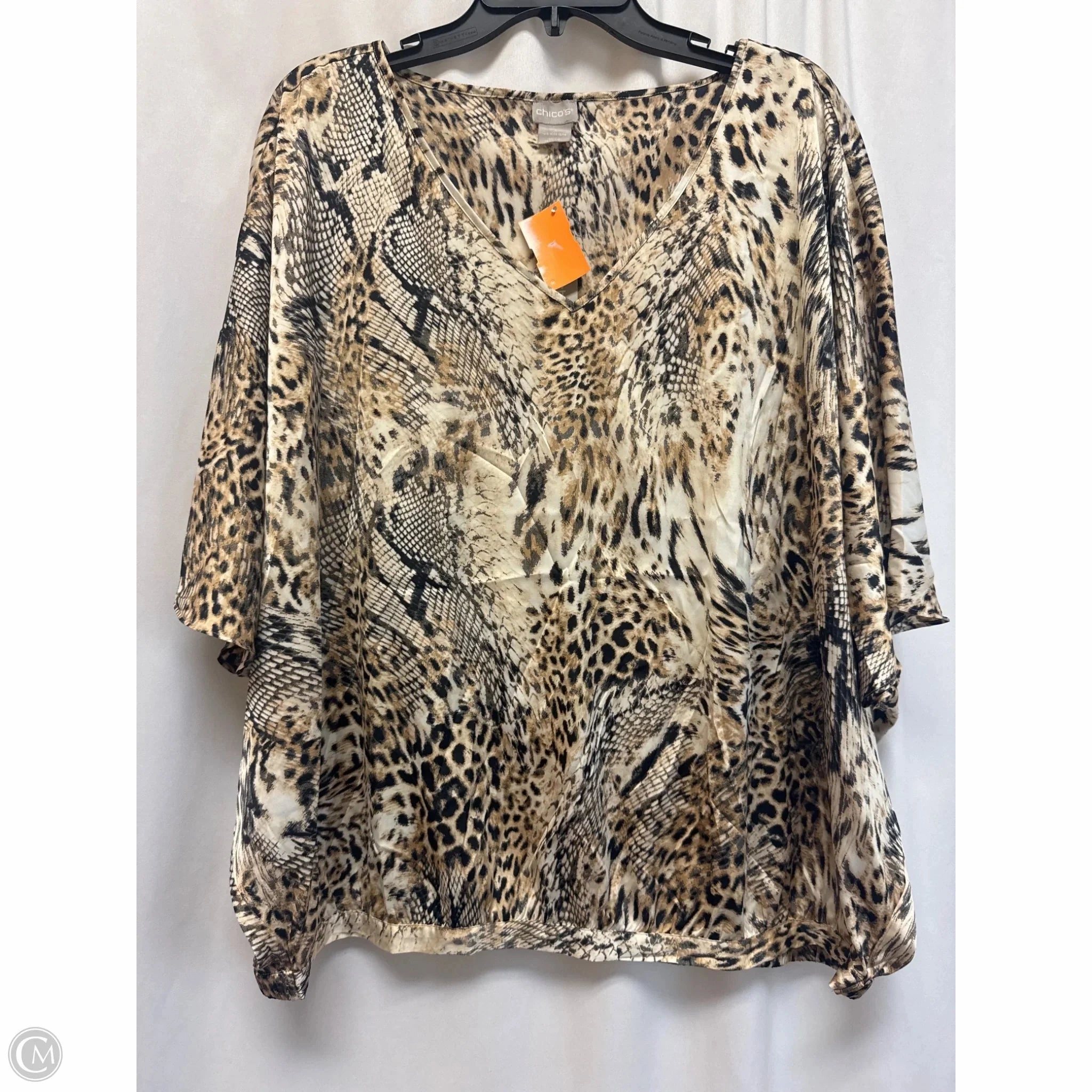 Moisture Management Top Short Sleeve By Chicos In Animal Print, Size: Xxl