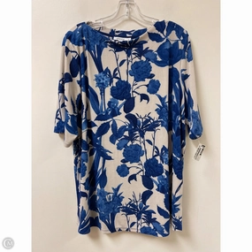 brandable Top Short Sleeve By Chicos In Blue & Cream, Size: 1x