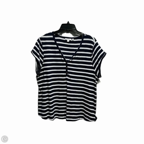 MoistureWicking Top Short Sleeve By Chicos In Blue & White, Size: Xl