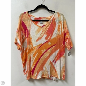 Versatile Trend Top Short Sleeve By Chicos In Orange & Pink, Size: Xl