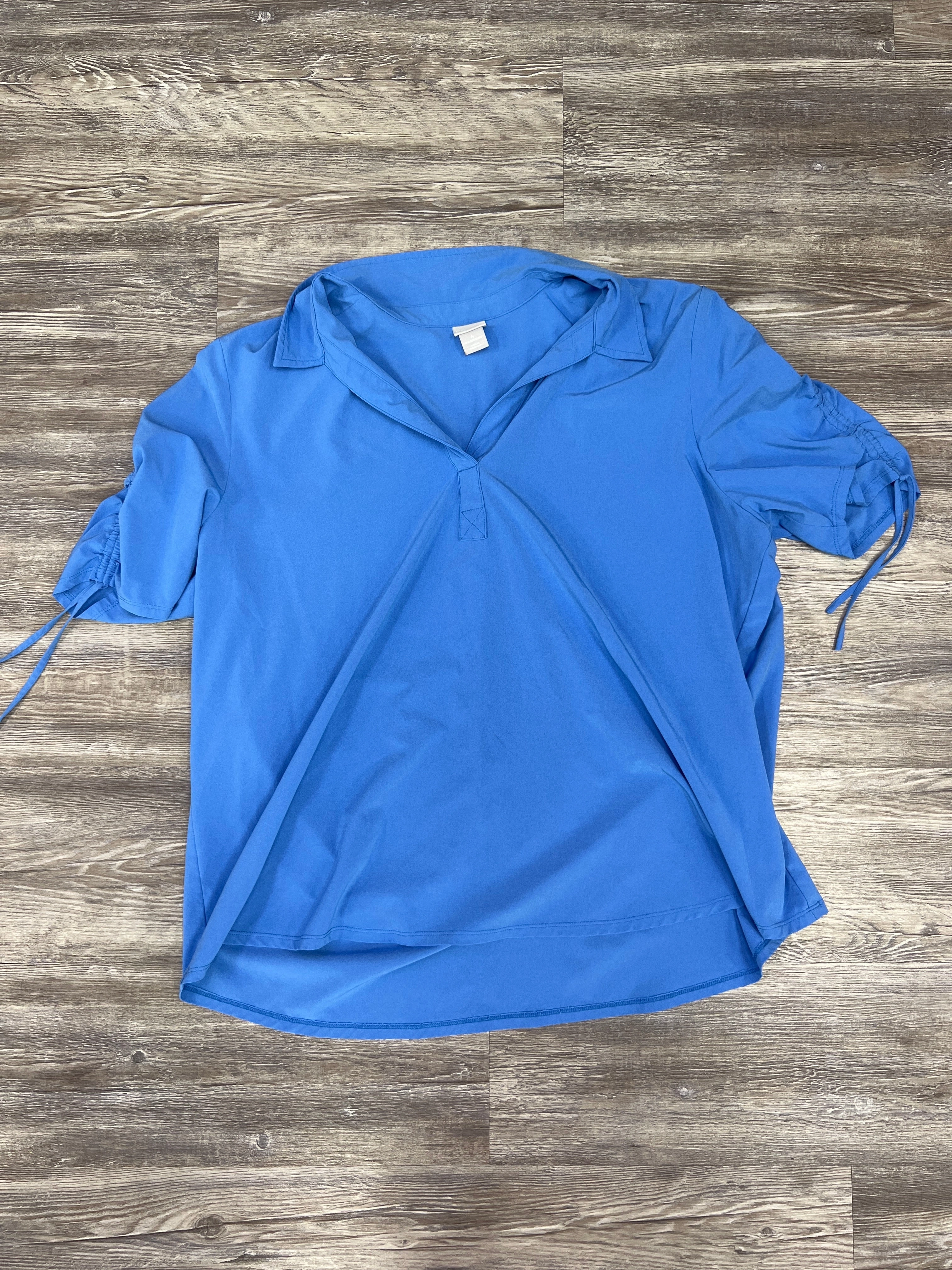 Top Short Sleeve By Chicos Size: 2X LayeredHemDetails