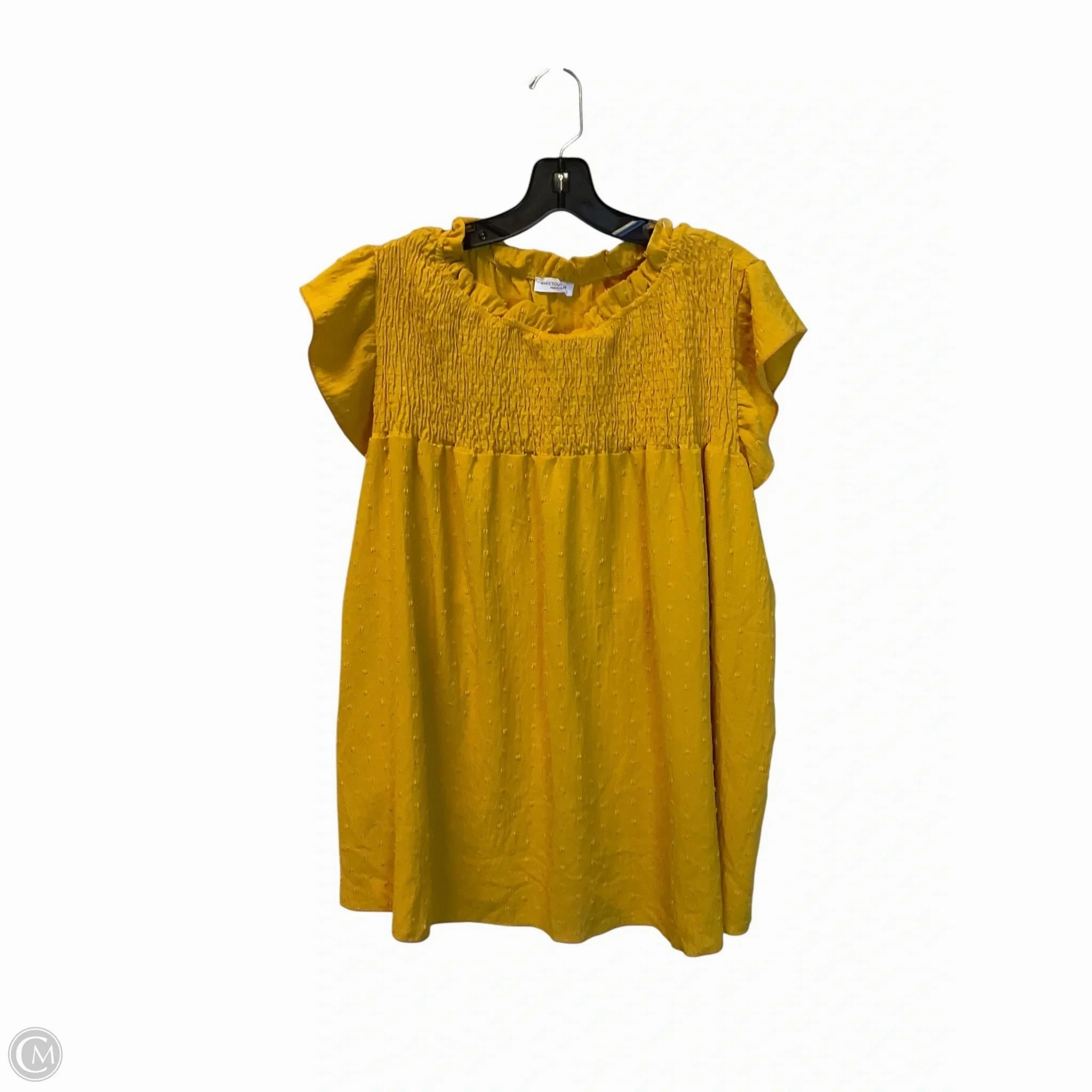 Top Short Sleeve By Chicsoul In Yellow, Size: 2x Smooth Finish Comfy Comfort