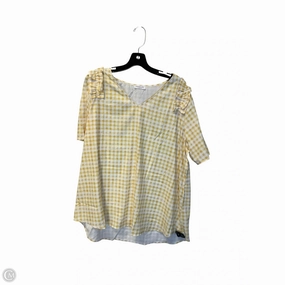 Microfiber texture Light Casual Wear Top Short Sleeve By Chicsoul In Yellow, Size: 3x