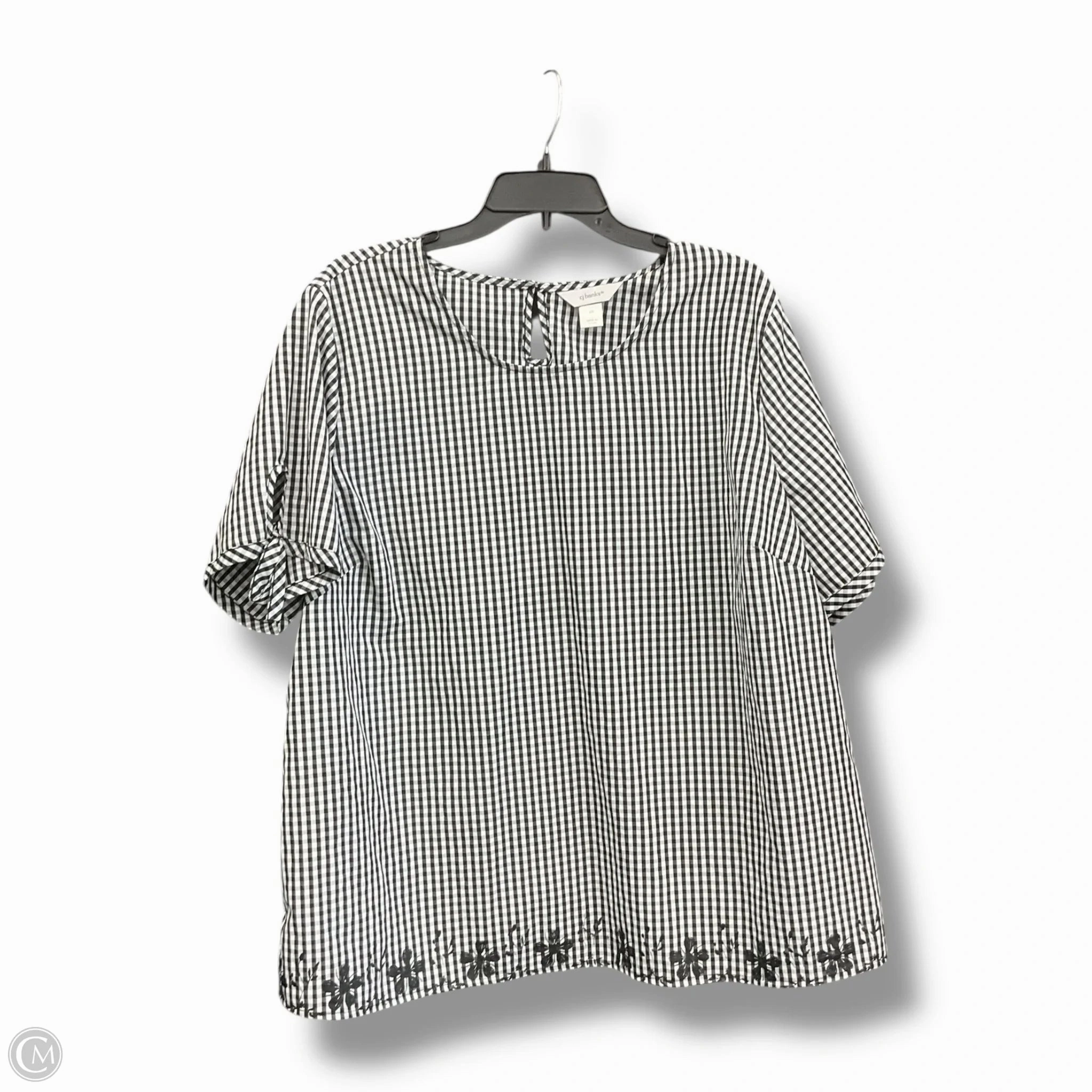 Comfy Wear Fit Travel Ready Top Short Sleeve By Cj Banks In Black & White, Size: 2x