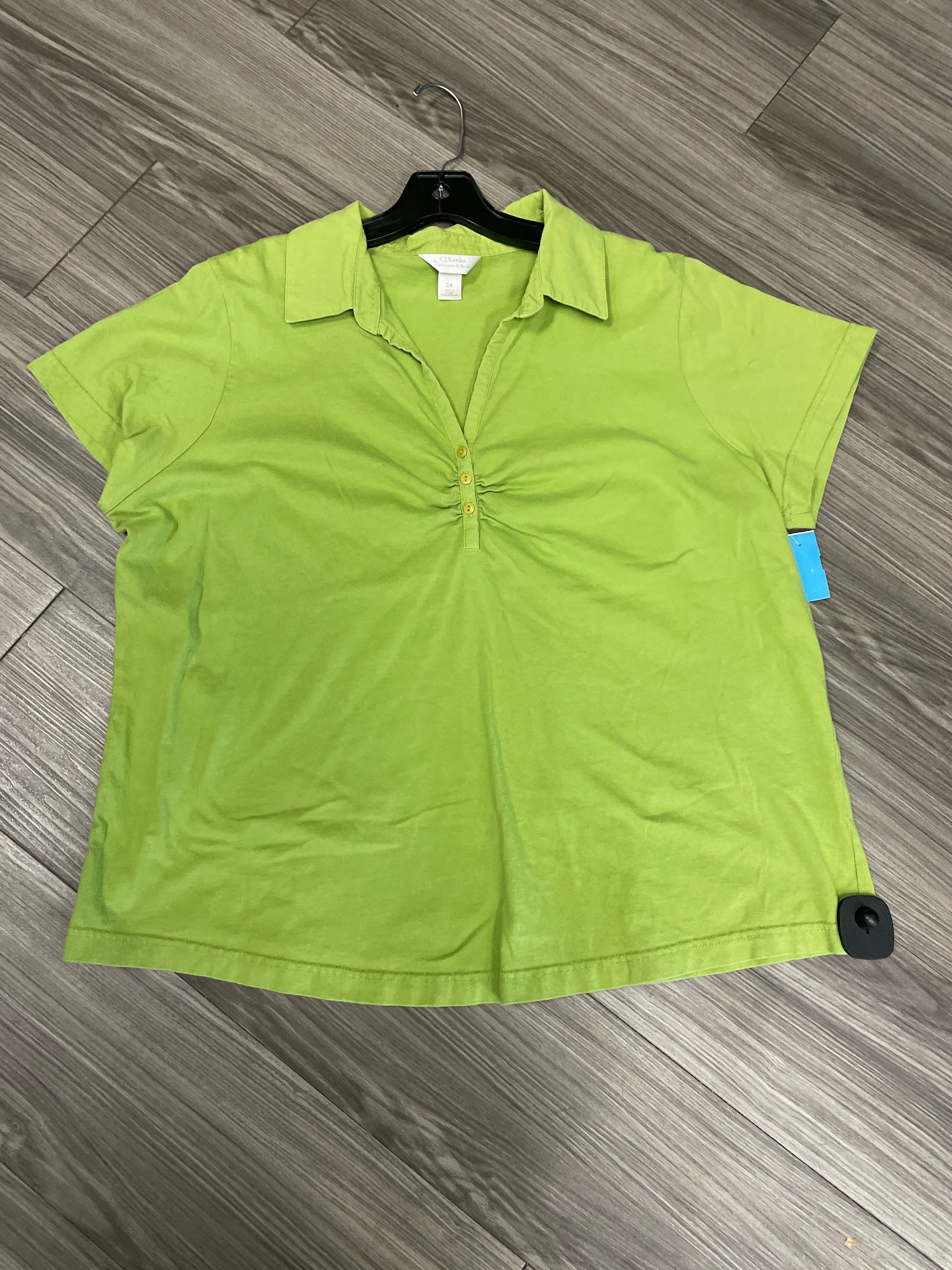 Non Restrictive Cut Recycled Polyester Top Short Sleeve By Cj Banks  Size: 2x