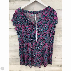 Floral Print Quick Drying Top Short Sleeve By Clothes Mentor In Black & Pink, Size: 2x