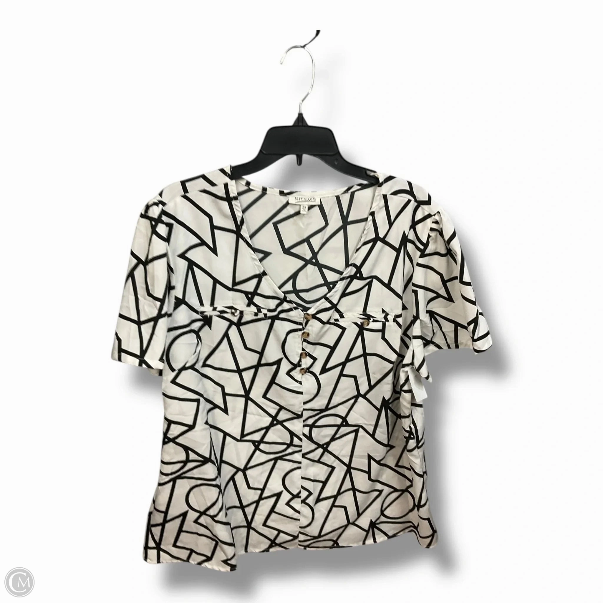 Top Short Sleeve By Clothes Mentor In Black & White, Size: 2x Plus Size Simple Chic