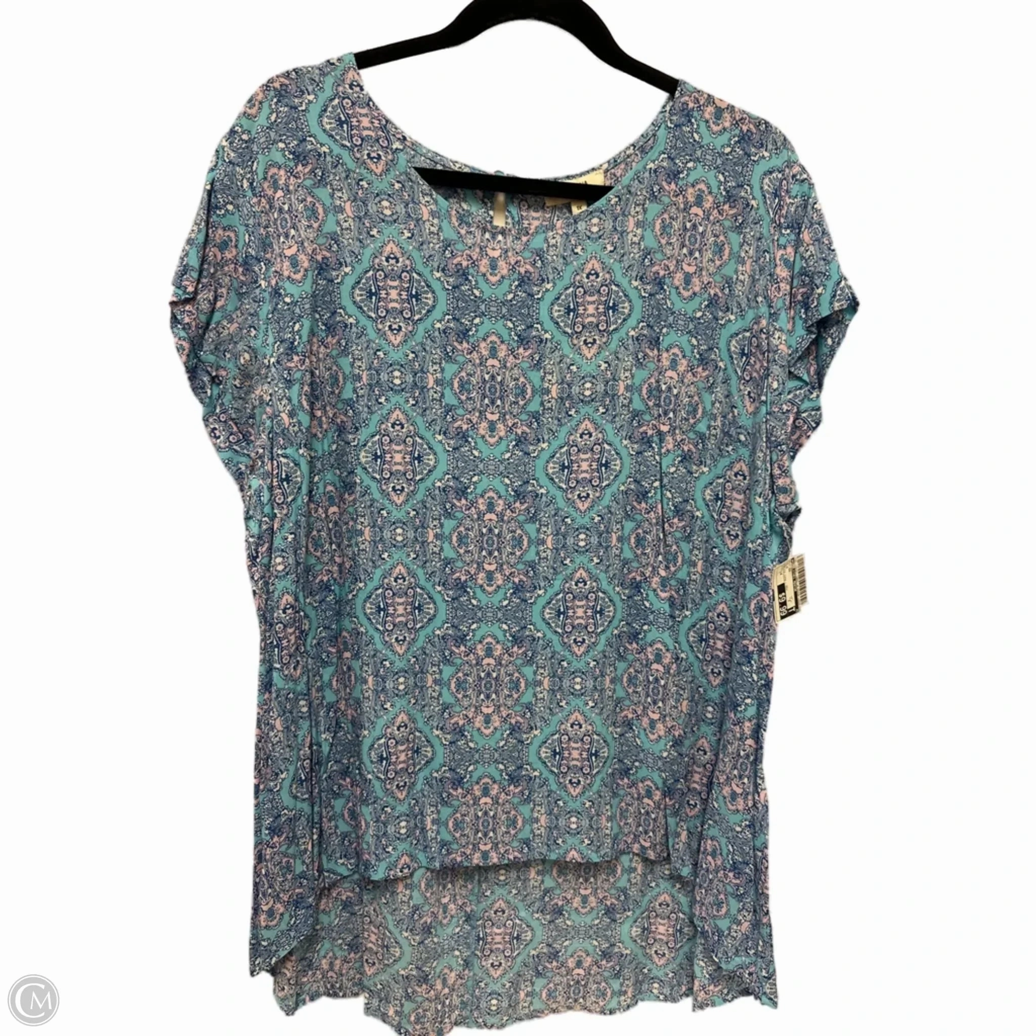 Flexible Collar Top Short Sleeve By Clothes Mentor In Blue, Size: 1x