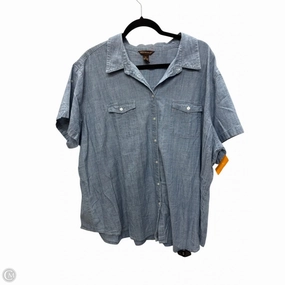 Lace trim Regular Fit Top Short Sleeve By Clothes Mentor In Blue, Size: 3x