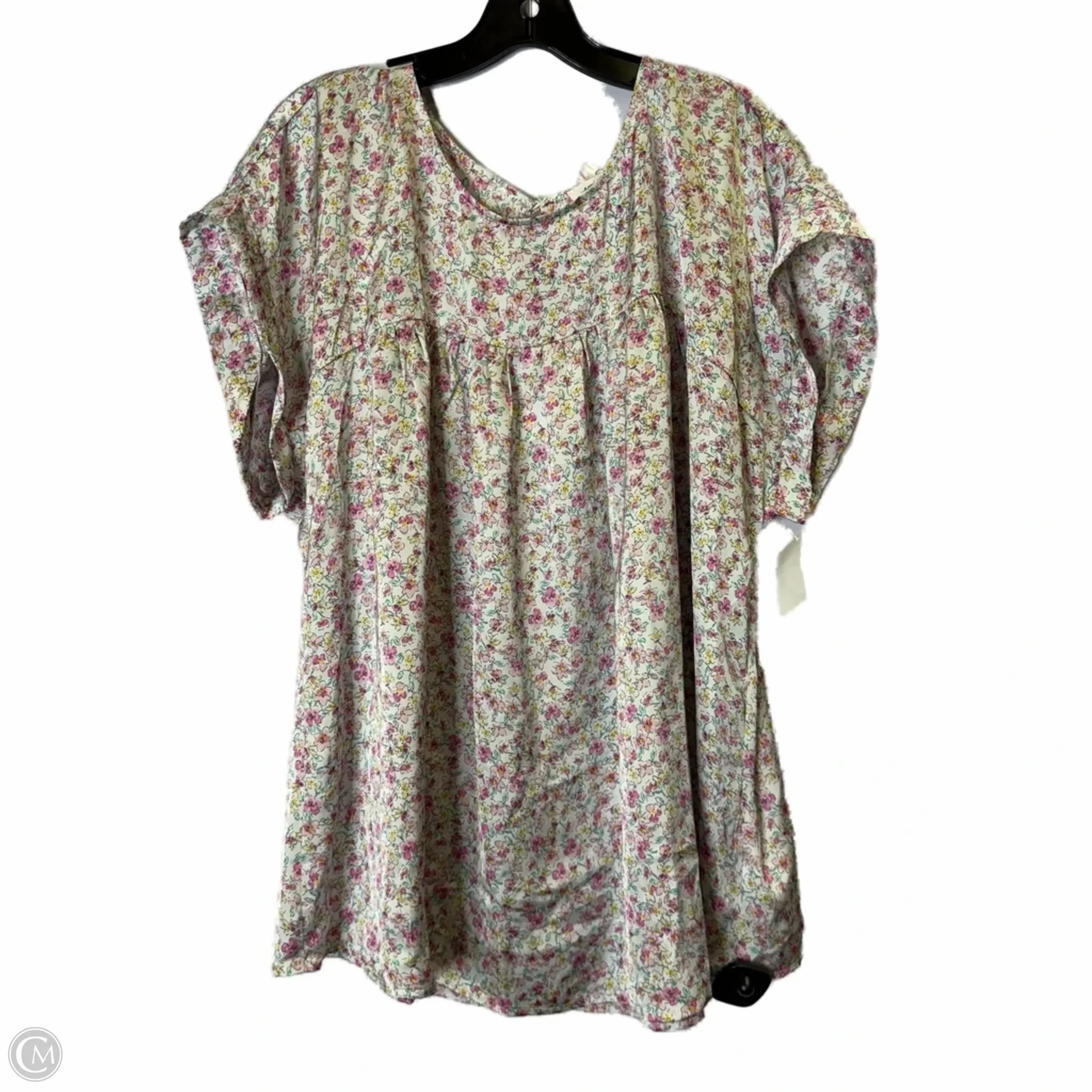 Foam Print Detail Top Short Sleeve By Clothes Mentor In Floral Print, Size: 2x