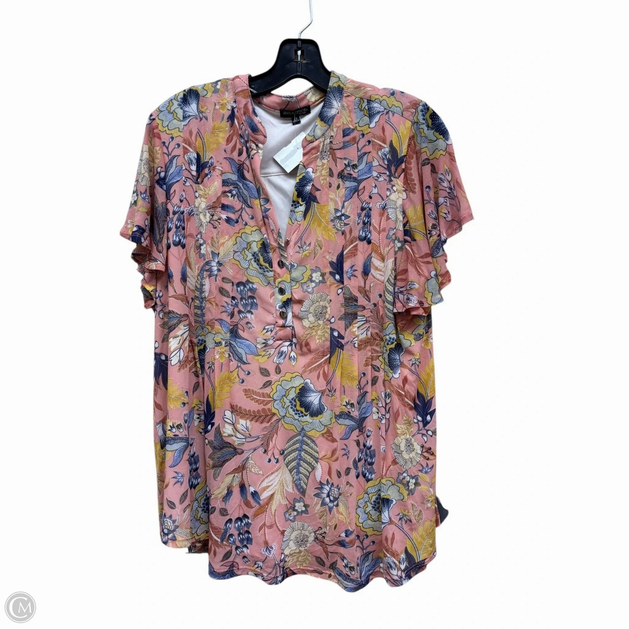 Friction Free Inner Lining Versatile and Comfortable Top Short Sleeve By Clothes Mentor In Floral Print, Size: 2x