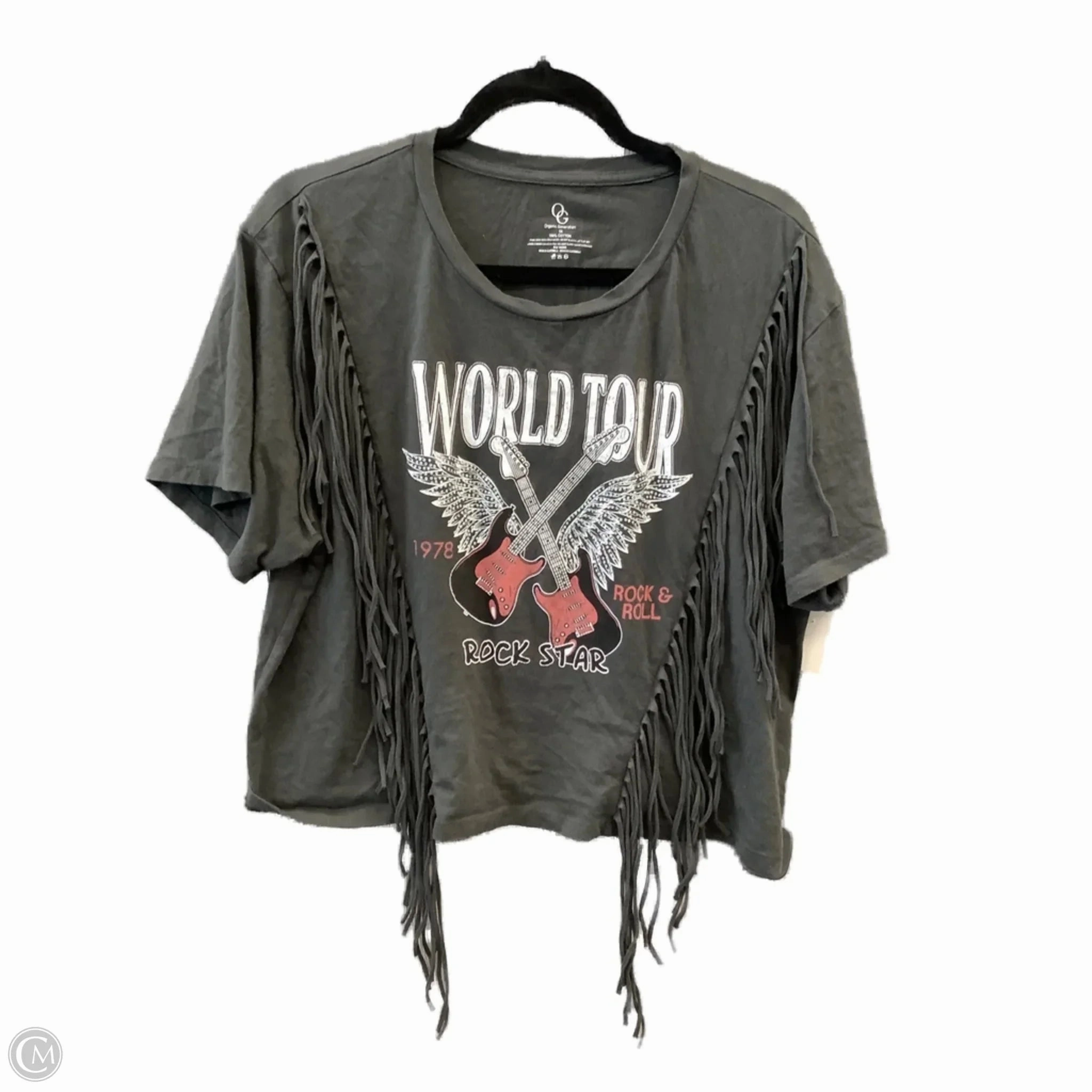 Yoga class Top Short Sleeve By Clothes Mentor In Grey, Size: 3x