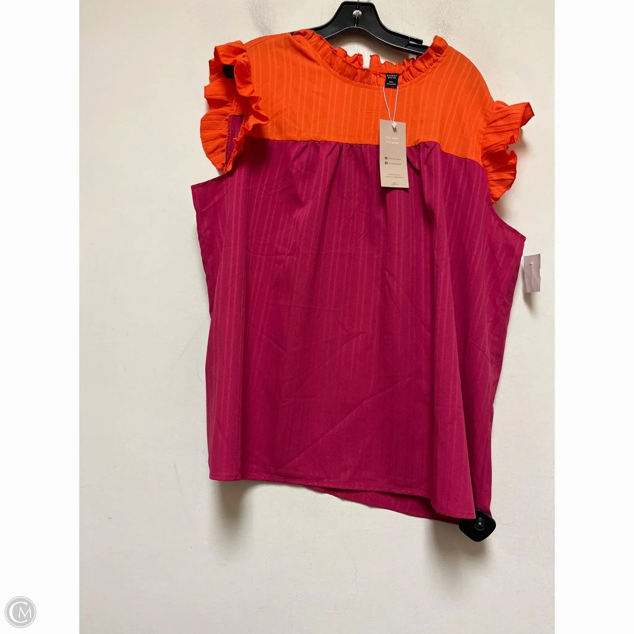 Fit For All light layering Top Short Sleeve By Clothes Mentor In Orange & Pink, Size: 3x