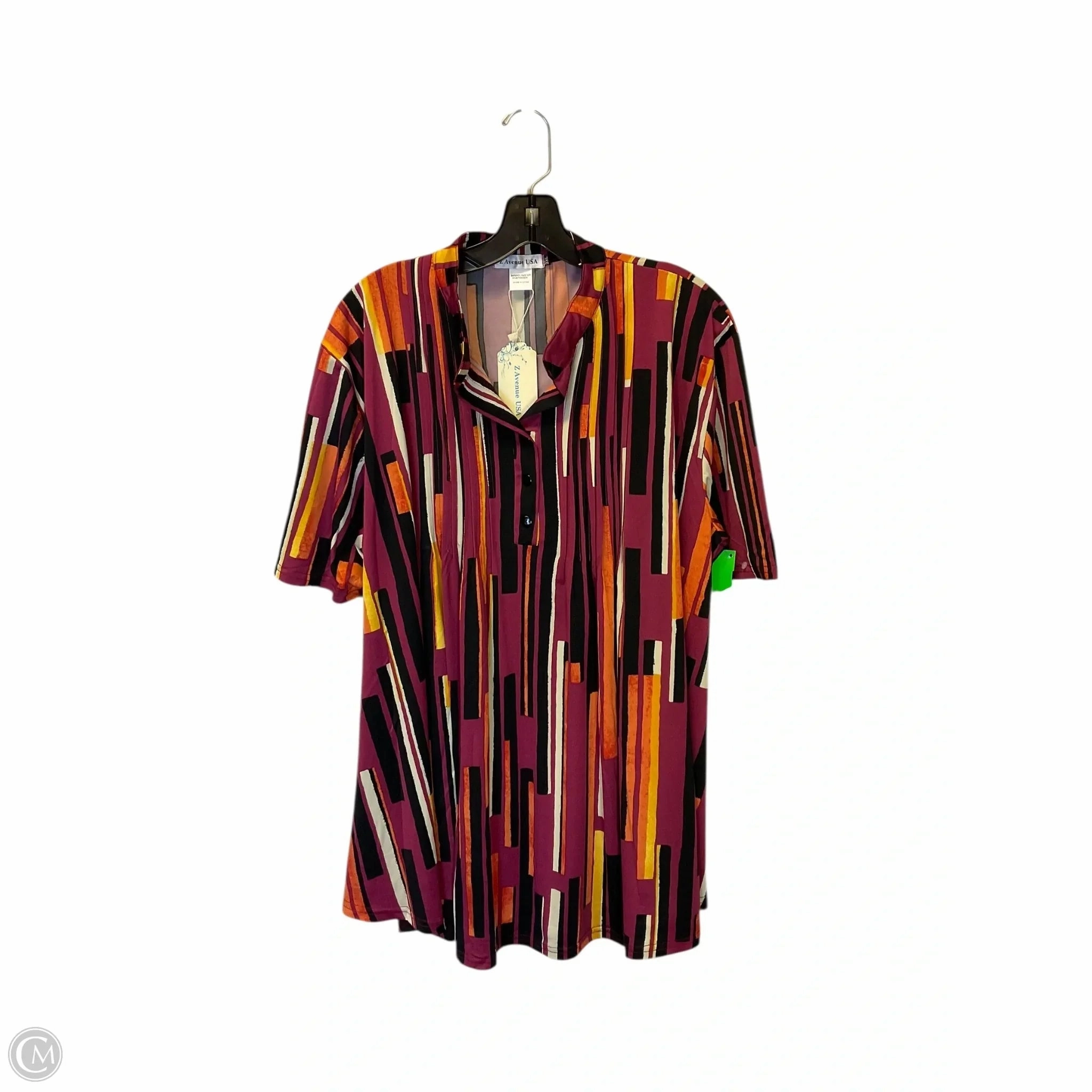 Top Short Sleeve By Clothes Mentor In Purple, Size: 3x LayeredHemDetails