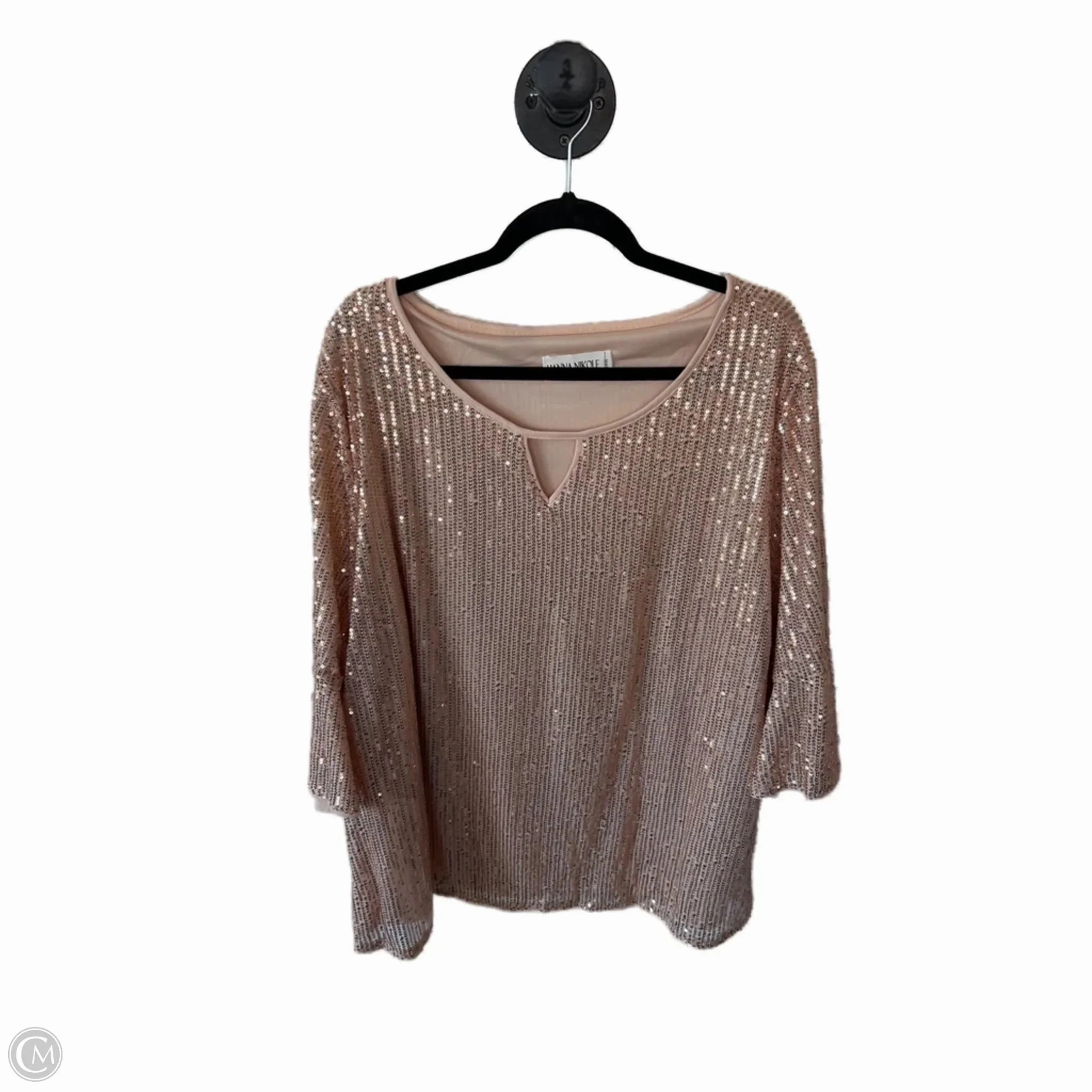 Top Short Sleeve By Clothes Mentor In Rose Gold, Size: 3x Active Trend Look