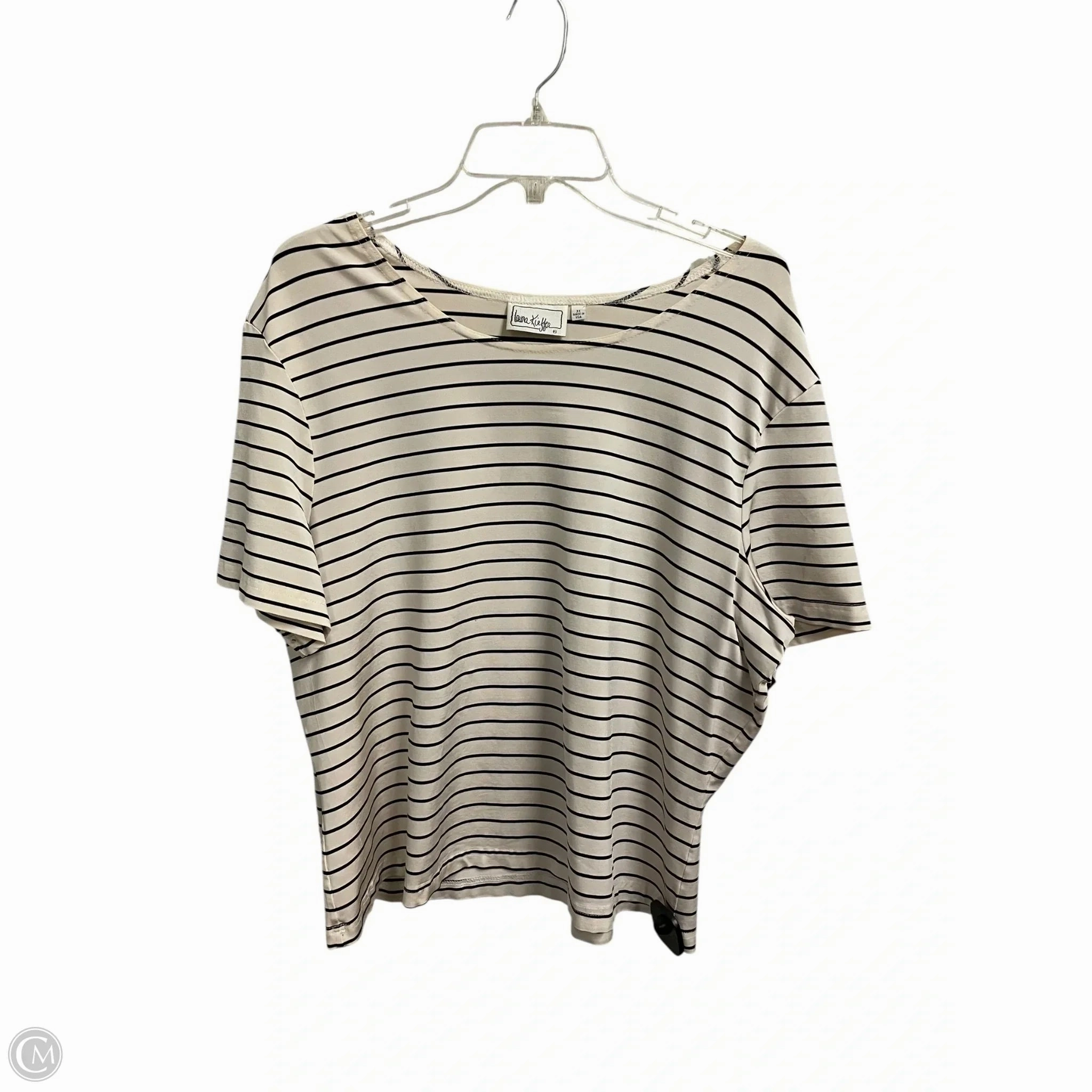 WrinkleResistant Texture Top Short Sleeve By Clothes Mentor In Striped Pattern, Size: 3x