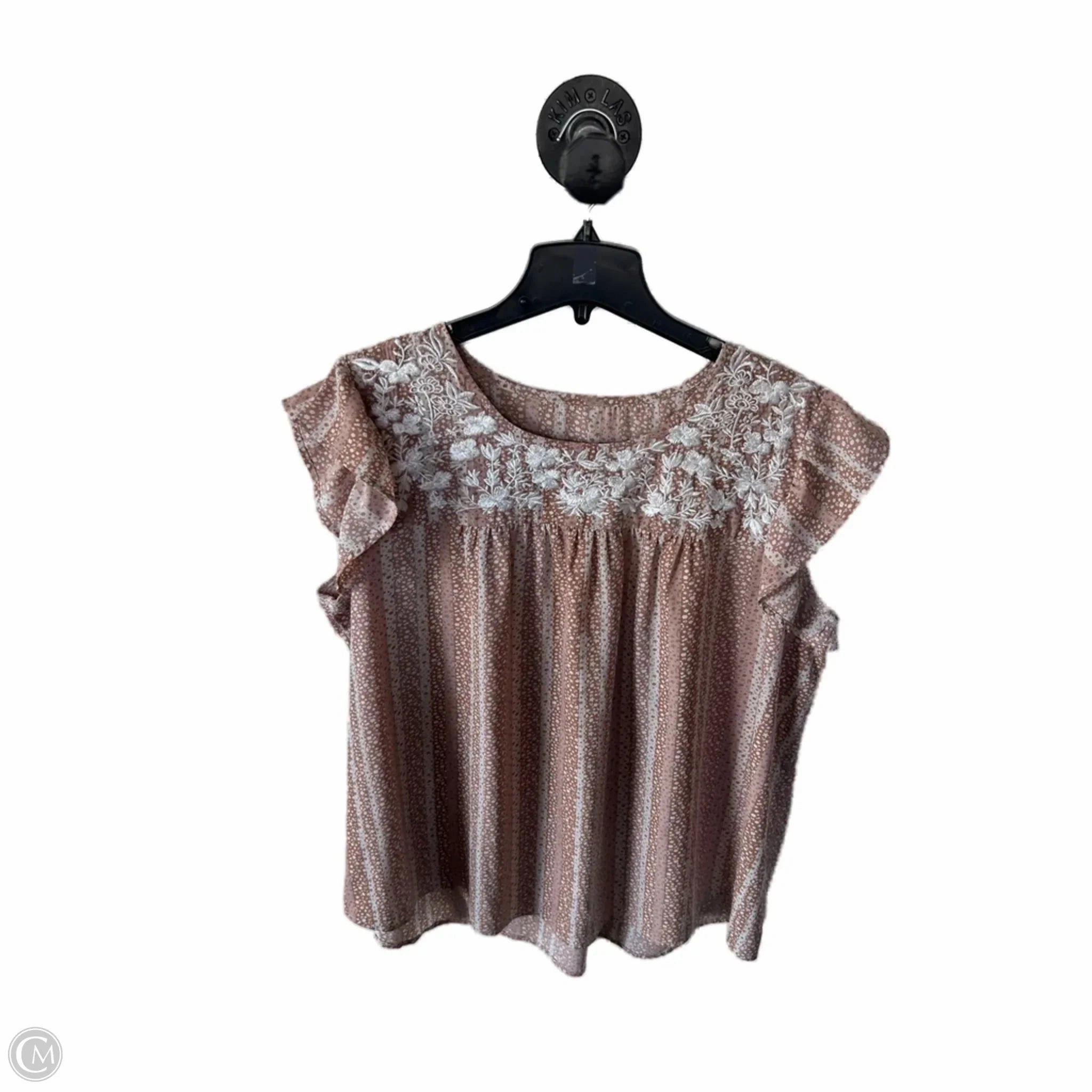 Comfy and Versatile ReinforcedNeckline Top Short Sleeve By Clothes Mentor In Tan, Size: 3x