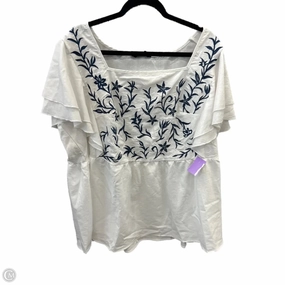 Modern Design Top Short Sleeve By Clothes Mentor In White, Size: 3x