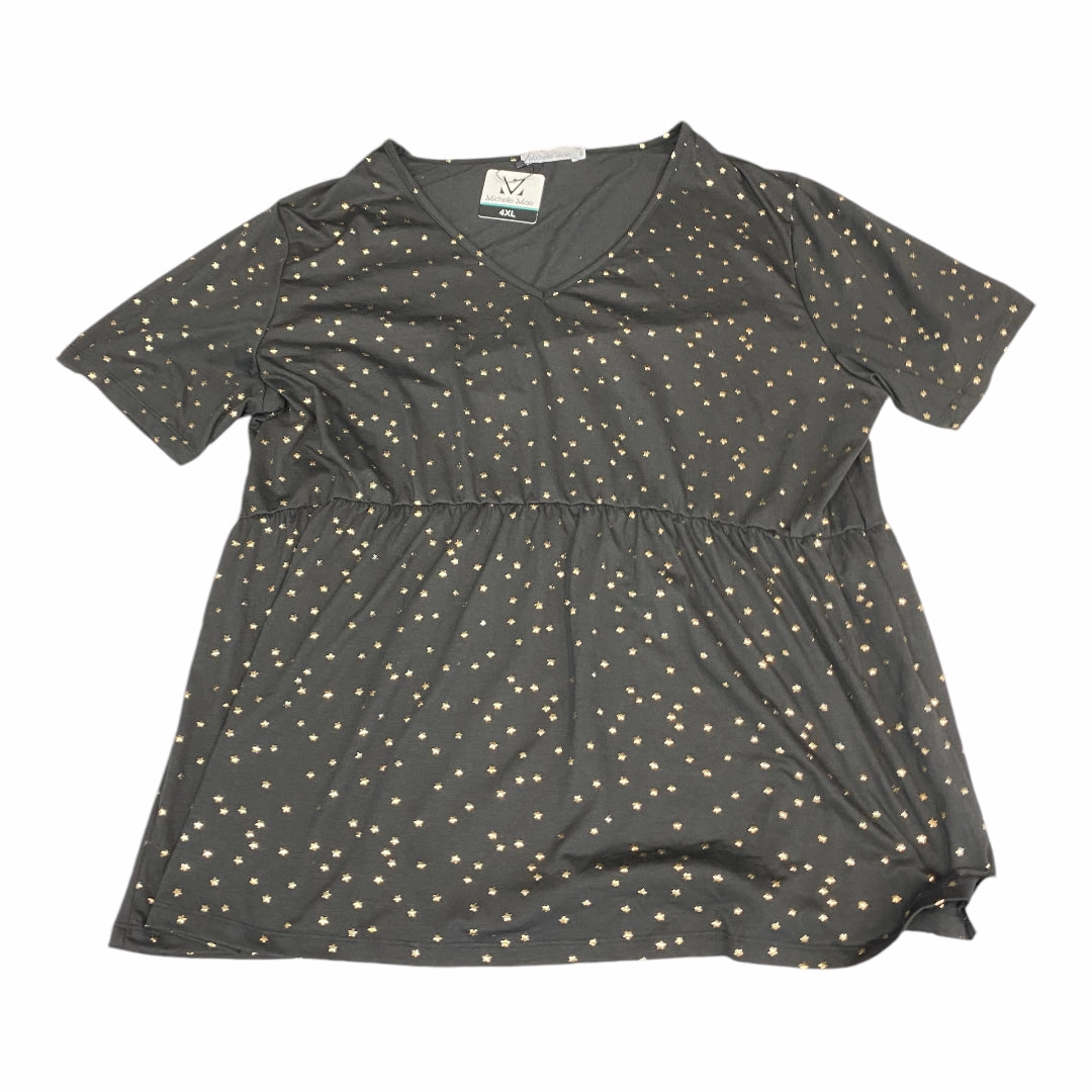 Light Fit Wear Top Short Sleeve By Cmc In Black & Gold, Size: 4x