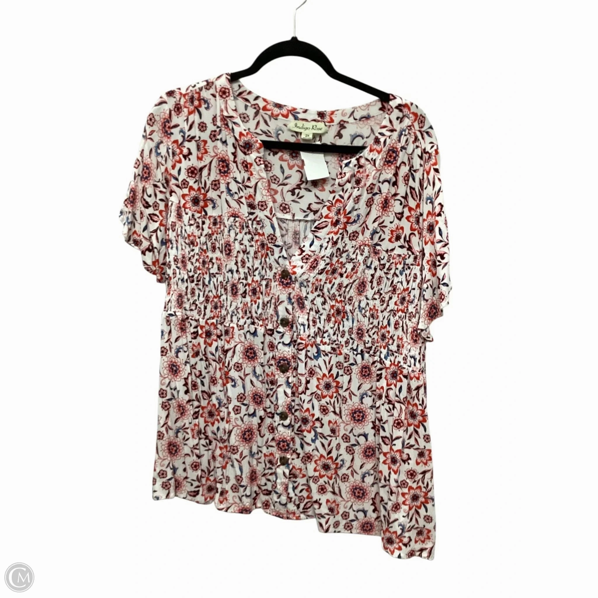 Trendy Design Top Short Sleeve By Cmc In Red & White, Size: 2x