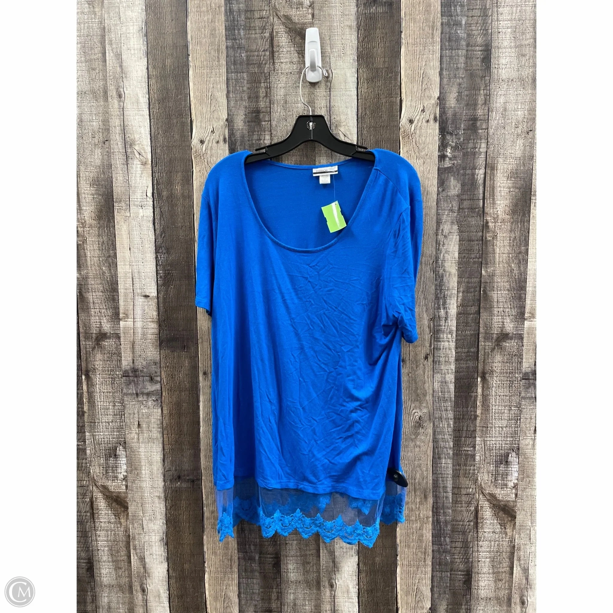 Top Short Sleeve By Cme In Blue, Size: 1x Workout Gear